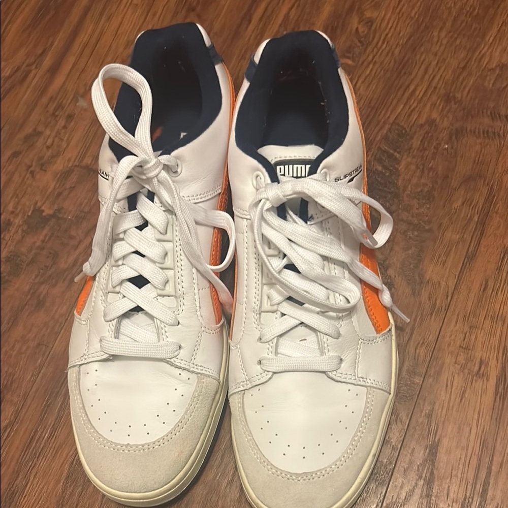 Puma Men's White and Orange Sneakers